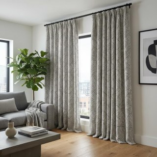 Tissage Chuchotement Géométrique Noir & Blanc Chenille de Laine Lourde Rideau 3