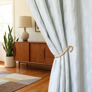 White Cap Hexagon Rideaux géométriques texturés d'oeuf de canard bleu 2