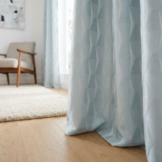 White Cap Hexagon Rideaux géométriques texturés d'oeuf de canard bleu