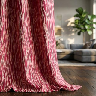 Woven Drift Résumé Rideau rouge de Bourgogne géométrique avec des Accents d'or métallisé 1