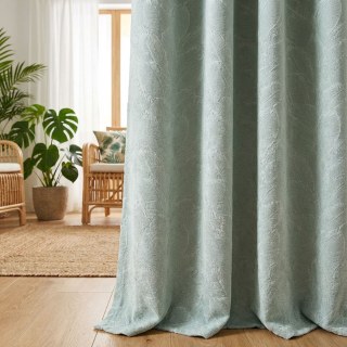 Feuilles tropicales Lushness Pastel Sage Vert Chenille Rideaux