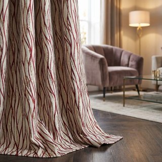 Woven Drift Résumé Rideau rouge de Bourgogne géométrique avec des Accents d'or métallisé