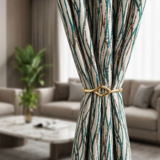 Tissu Drift Abstract Rideaux géométriques de tés avec Accents d'or métallisé 4