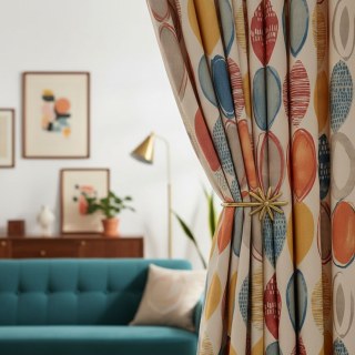 Infinity Rouge Moderne Motif Géométrique Rideau