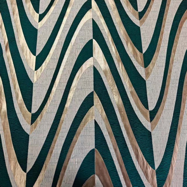 Ocean Wave Elegance Vert foncé et or Art Déco Rideaux géométriques 1
