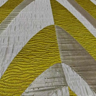 Ocean Wave Elegance Yellow and Gold Art Déco Rideaux géométriques 2