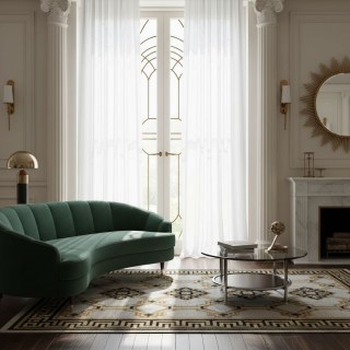 Rolling Hills Art Déco Voilages Blanc Ivoire Chatoyants 3