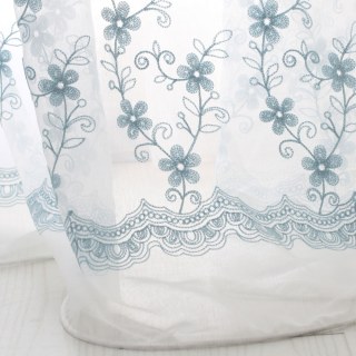 Touch of Grace bleu brodé fleur voile rideau 8