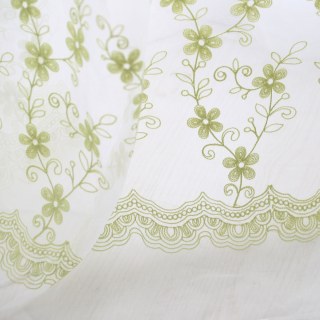 Touch Of Grace Brodé Vert Citron Fleur Voile Rideau 4