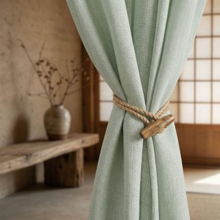 Wabi Sabi Pure Lin Lin Rideau voilé vert clair 3