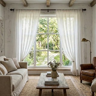 Diana Rideau Voile Simple Brin Lignes Verticales Piqûres Dorées 3