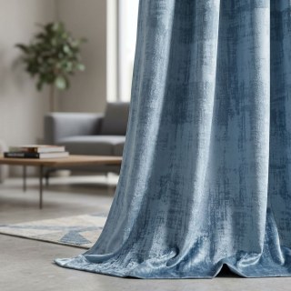Rideau de velours texturé bleu brumeux de qualité supérieure