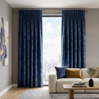 Rideau en velours texturé bleu marine nuit de qualité supérieure