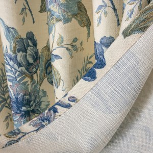 Woodland Flower Blue Curtain 6