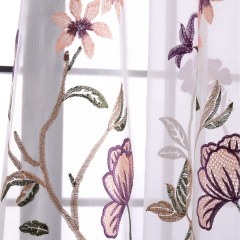 Fragrance Brown Branch Embroidered Voile Curtain 4