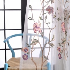 Fragrance Brown Branch Embroidered Voile Curtain