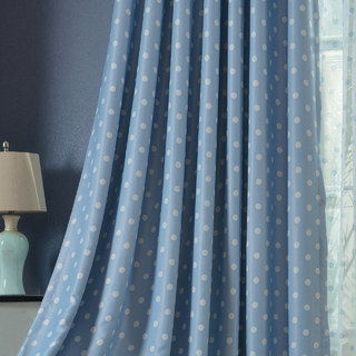 Classic Blackout Blue Polka Dot Curtain 1