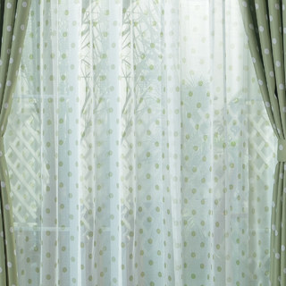 Classic Polka Dot Olive Green Voile Curtain 4