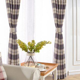 Cosy Plaid Check Light Purple Chenille Curtain 4