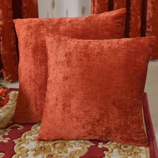 Luxury Terracotta Rust Red Chenille Curtain 6