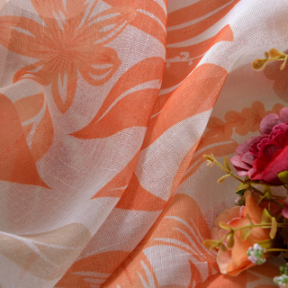 Sheer Curtain Tropical Leaves Orange Voile Curtain 4