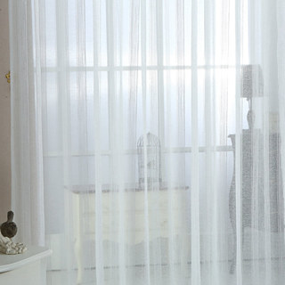 Silver Shimmery Striped White Voile Sheer Curtain 2