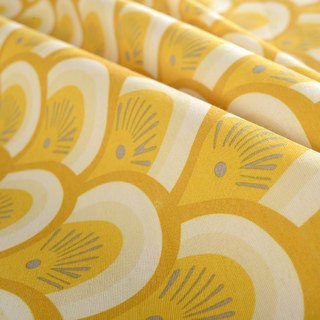 Hello Sunshine Modern Art Deco Yellow Floral Curtain 7
