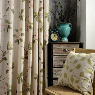 Smell The Magnolias Pastel Pink Floral Curtain