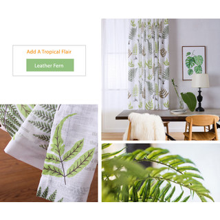 Lush Ferns Green Linen Voile Curtains 6