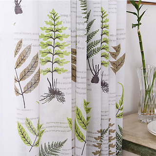 Lush Ferns Green Linen Voile Curtains 4