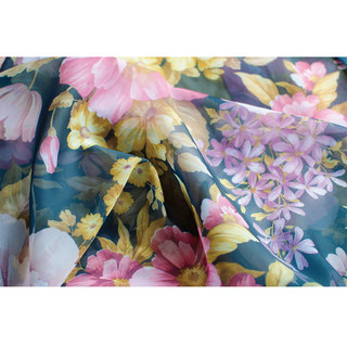 Sheer Curtain Elegant Peony Blue Voile Curtain 4