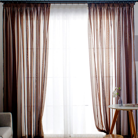 Smarties Chocolate Brown Soft Sheer Voile Curtain 1