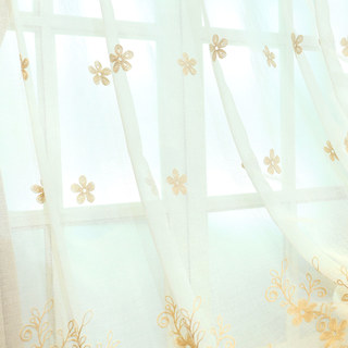 Touch Of Grace Embroidered Beige Flower Voile Curtain 2
