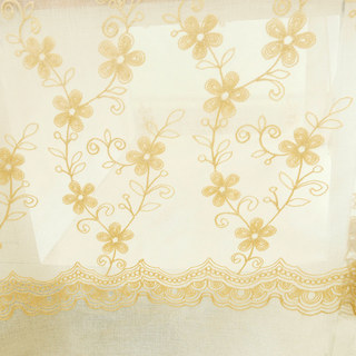 Touch Of Grace Embroidered Beige Flower Voile Curtain