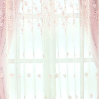 Touch Of Grace Embroidered Blush Pink Flower Voile Curtain 4