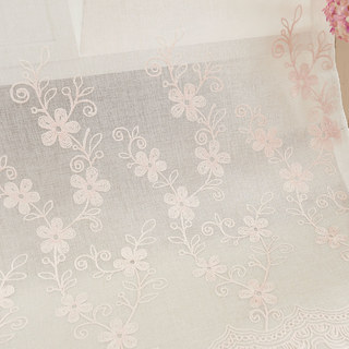Touch Of Grace Embroidered Blush Pink Flower Voile Curtain 2
