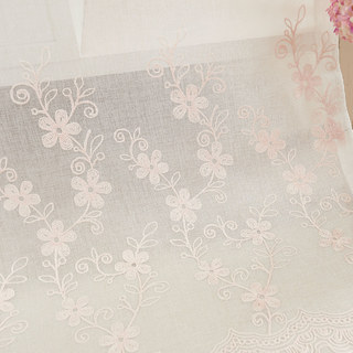 Touch Of Grace Embroidered Blush Pink Flower Voile Curtain 2