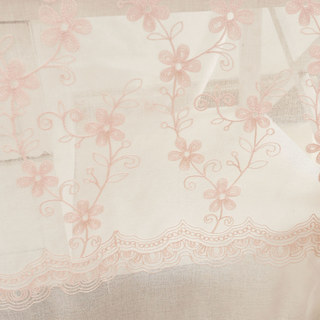 Touch Of Grace Embroidered Blush Pink Flower Voile Curtain