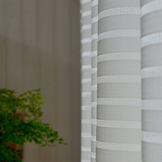 Distinct Horizontal Striped White Voile Curtain 6