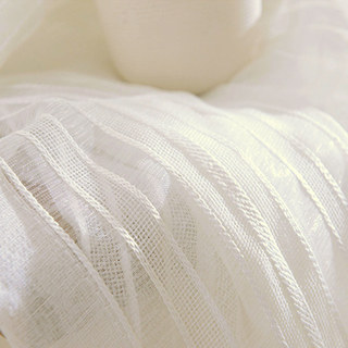 Calming Classic Striped White Linen Net Curtain 5