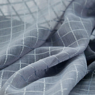 In Grid Windowpane Check Grey Voile Curtain 9