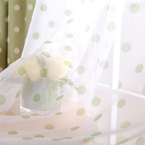 Classic Polka Dot Olive Green Voile Curtain 1