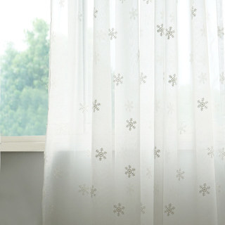 Seasons Christmas Decoration Embroidered Snowflake Voile Curtain 2