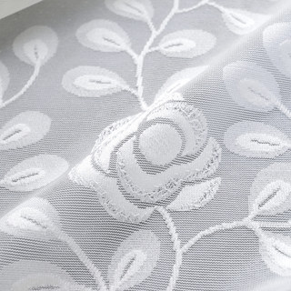 Sweet Smell White Roses Premium Lace Voile Net Curtain 4