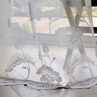 Eden Flower Jacquard White Heavy Net Curtains 4
