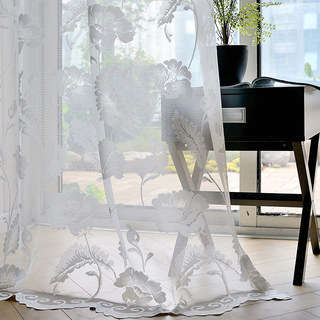 Eden Flower Jacquard White Heavy Net Curtains 2