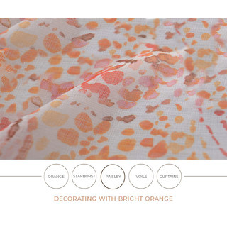 Orange Starburst Paisley Patterned Sheer Voile Curtain 4