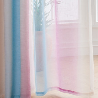 Sea Breeze Cocktail Sea Blue and Tropic Pink Striped Sheer Voile Curtain