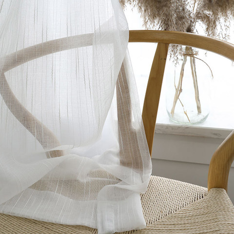The New Neutral White Voile Curtains with Exquisite Striped Texture 1