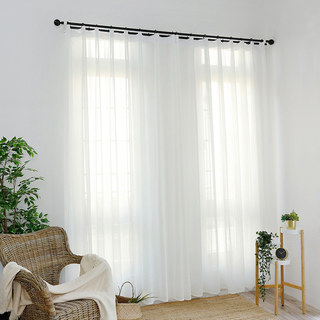 Beatrice Striped White Sheer Voile Curtains 2